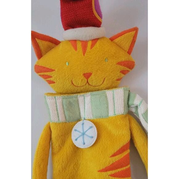 Ganz Cat Stocking Yellow Tabby in Christmas Hat Measures Approx. 26 In x 6.5 In - Picture 2 of 12